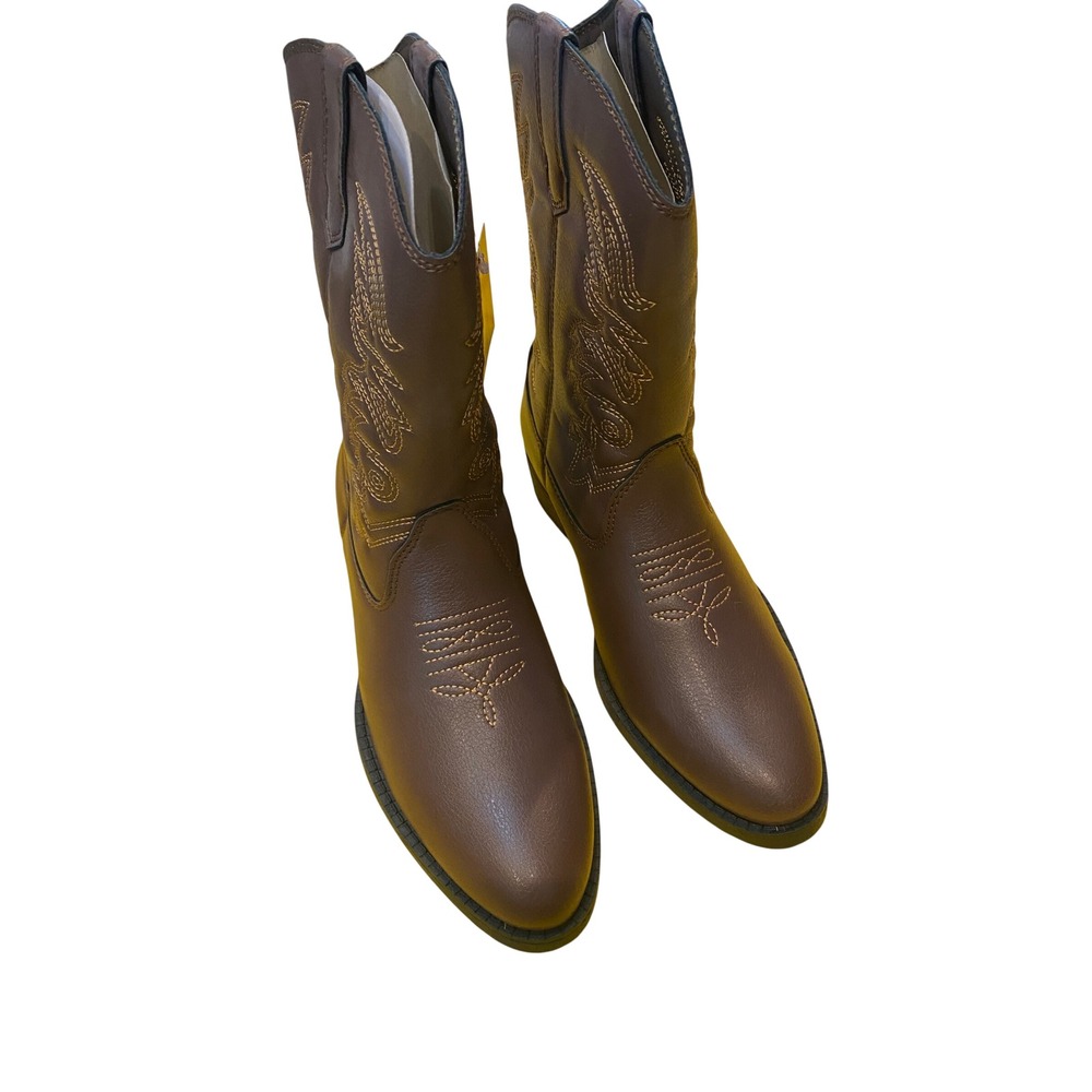 Deer Stags Ranch Kids Western Cowboy Boots Dark Brown Size 4 Big Kid